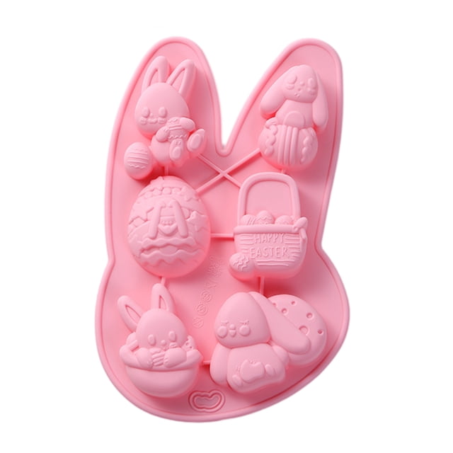 Molde de chocolate de Pascua antiadherente con forma de conejito de Pascua, molde de silicona para pasteles, repostería, chocolates, dulces, cupcakes y caramelos.