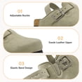 thumbnail image 3 of Kids Suede Clogs for Girls Boys Cork Footbed Sandals Potato Shoes Leather Toddler Slip On Slippers Mules with Adjustable Buckle, 3 of 8