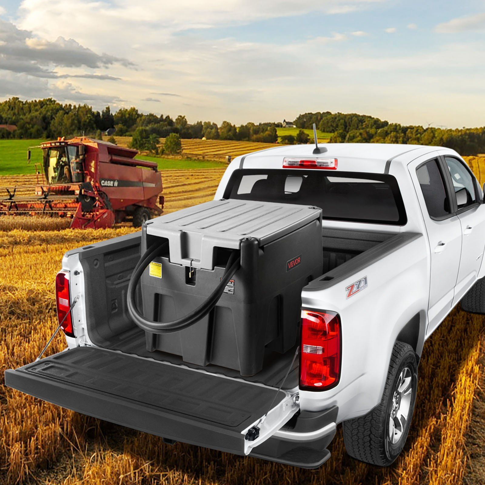 58 Gallon Portable Diesel Tank – Heavy Duty 12V Transfer Pump (10 GPM Flow Rate), Lockable Black Poly Tank – for Tractors, Trucks & Equipment – Includes Hose & Nozzle