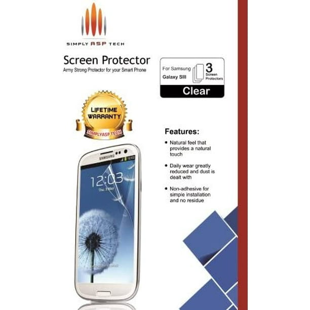 SimplyASP Tech Armée Forte Samsung Galaxy S3 Siiii Protecteurs d'Écran Transparents Pack de 3