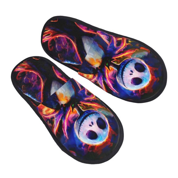Jack And Sally The NightMare Before Christmas Furry Slippers For Men Women Fuzzy House Slippers Winter Anti-Slip Indoor And Outdoor Slip On Shoes Medium