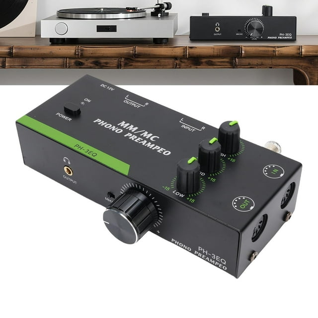 Preamplificador De Fono, Amplificador De Tocadiscos Con Ajuste De 3 Bandas, Compatible Con Cartuchos MM MC, Entrada Y Salida XLR, Amplificador De
