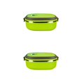 thumbnail image 4 of Kearding Contenedor de comida duradero verde para pícnic al aire libre, adecuado para todas las ocasiones, fiambrera de acero inoxidable Rectángulo una sola capa 2Conjunto, 4 of 6