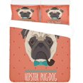 thumbnail image 1 of Juego de ropa de cama de 3 piezas ABPHQTO Hipster Pug Dog Funda nórdica Twin Size con 2 fundas de almohada, 1 of 4