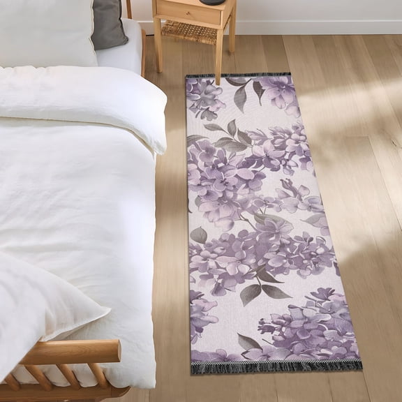 Lilac Vintage Color Bedside Runner Rug 2'x 6' Non Slip Carpet Floor Mat Area Rug