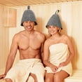 thumbnail image 3 of Pawsdot 2Pcs Portable Grey Felt Sauna Hat Practical Heat Protection Bath Cap, 3 of 6