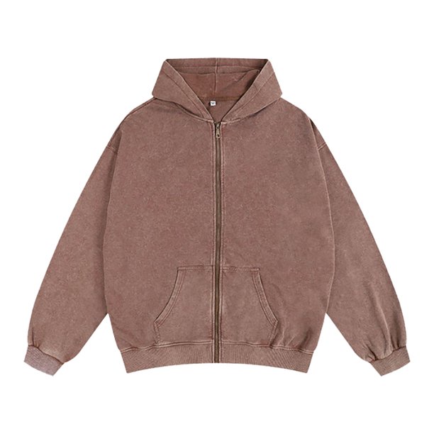 WILLBEST Sudadera Deportiva para Hombre, con Capucha y Cremallera Lavada Al Agua, De Gran Tamaño y Relajada Mediana