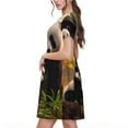 thumbnail image 2 of Honeii Forest Panda Print Women’s Short Sleeve Dress, Comfortable Casual Dress, Soft Polyester Spandex Blend, Stylish Everyday Wear for Summer, Perfect for Travel and Vacation, 2 of 6