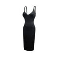 thumbnail image 2 of Teyfeniy Black Plus Size Bodycon Dress for Women Summer Halter Slim Shift Midi Dress V Neck Solid Color Fashion Casual Sleeveless Going Out Fashion Evening Party Outfit Short Dress, XL to XXL, 2 of 5