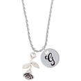thumbnail image 1 of Delight Jewelry Silvertone Stemmed Rose Silvertone Script Initial Disc - G - Charm Necklace, 20"+3", 1 of 4