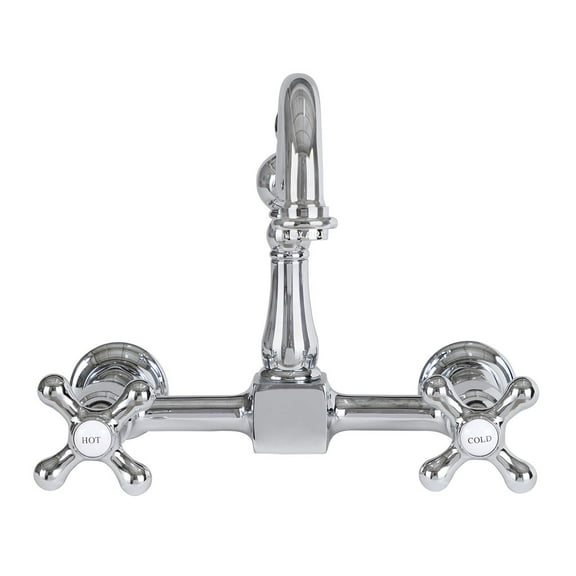 Wall Mounted Bridge Utility Faucet - Metal Cross Handles