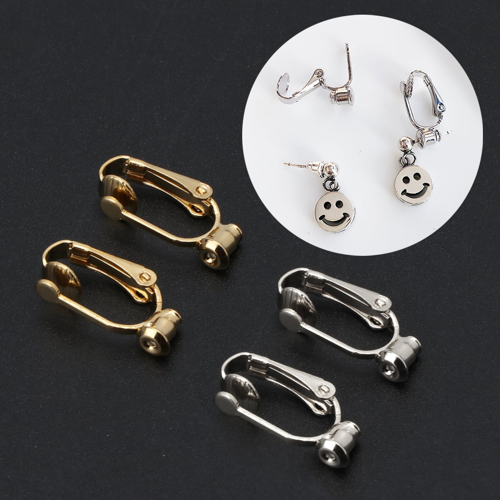 Earring Adaptors 2 Pairs Silver OR Gold Pierced Earrings For Non Pierced Ears 