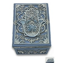FC Design 5"W Blue Buddha Palm Trinket Box Figurine Statue Sculpture Ornament Decoration Home/Room Decor and Unique Gift Ideas for Housewarming, Holidays and Birthdays