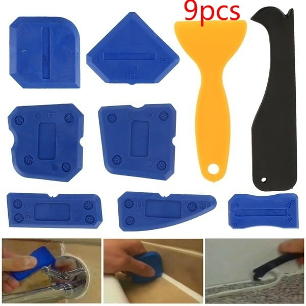 9 Pieces Caulking Tool Sealant Tool Kit for All Bathroom Kitchen Room