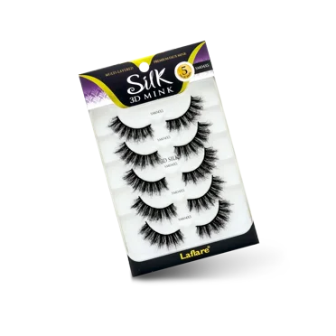 Laflare 3D Silk Mink Premium Faux Mink Eyelashes, Cat Eyes, Wispy, Fluffy, Soft as Mink, Multi-layered Lash. 5 Pairs