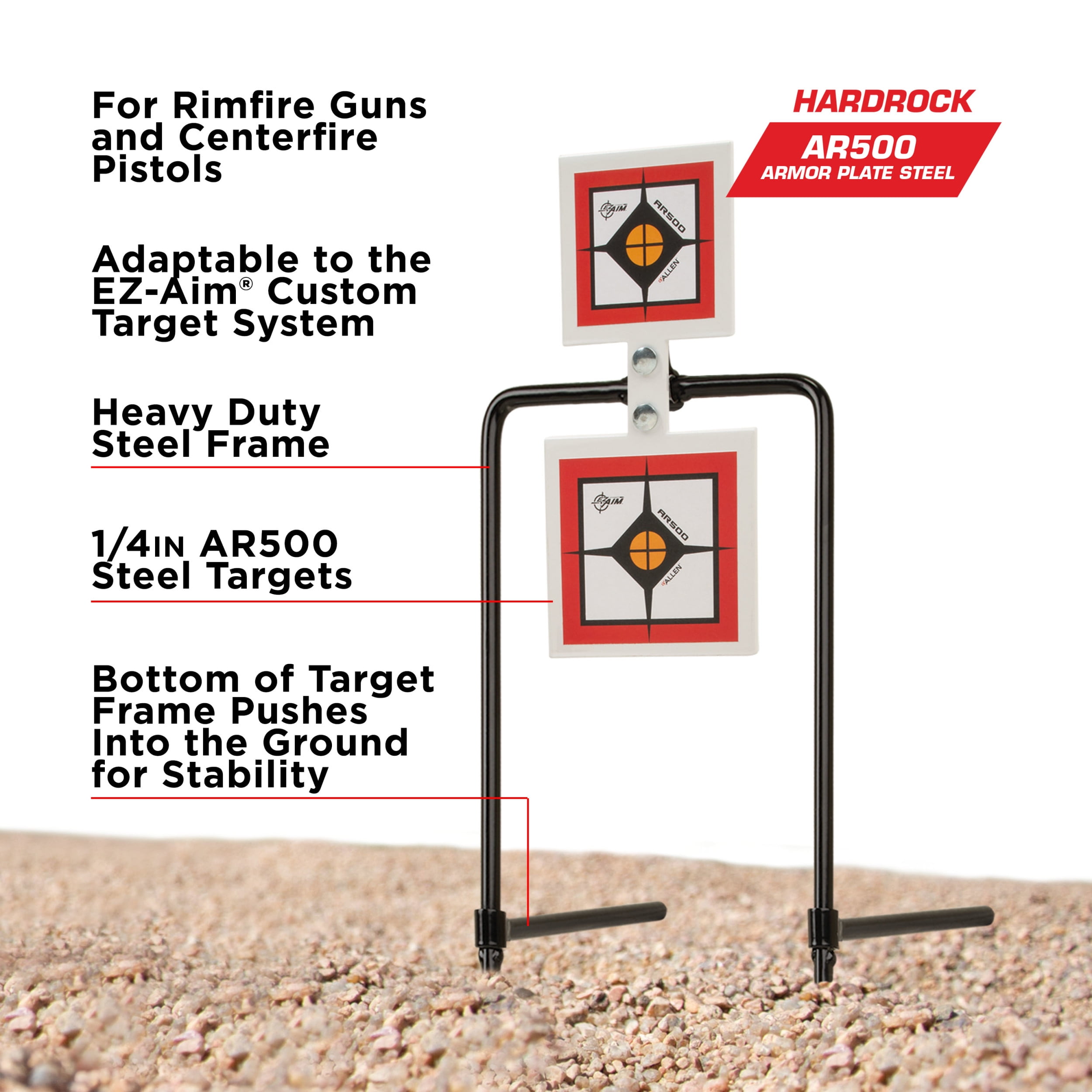 Ez Aim Hardrock Ar500 Spinner Targets With Stand, 9.5"W X 22.75"H, 5.2 Lbs., Multi-Color