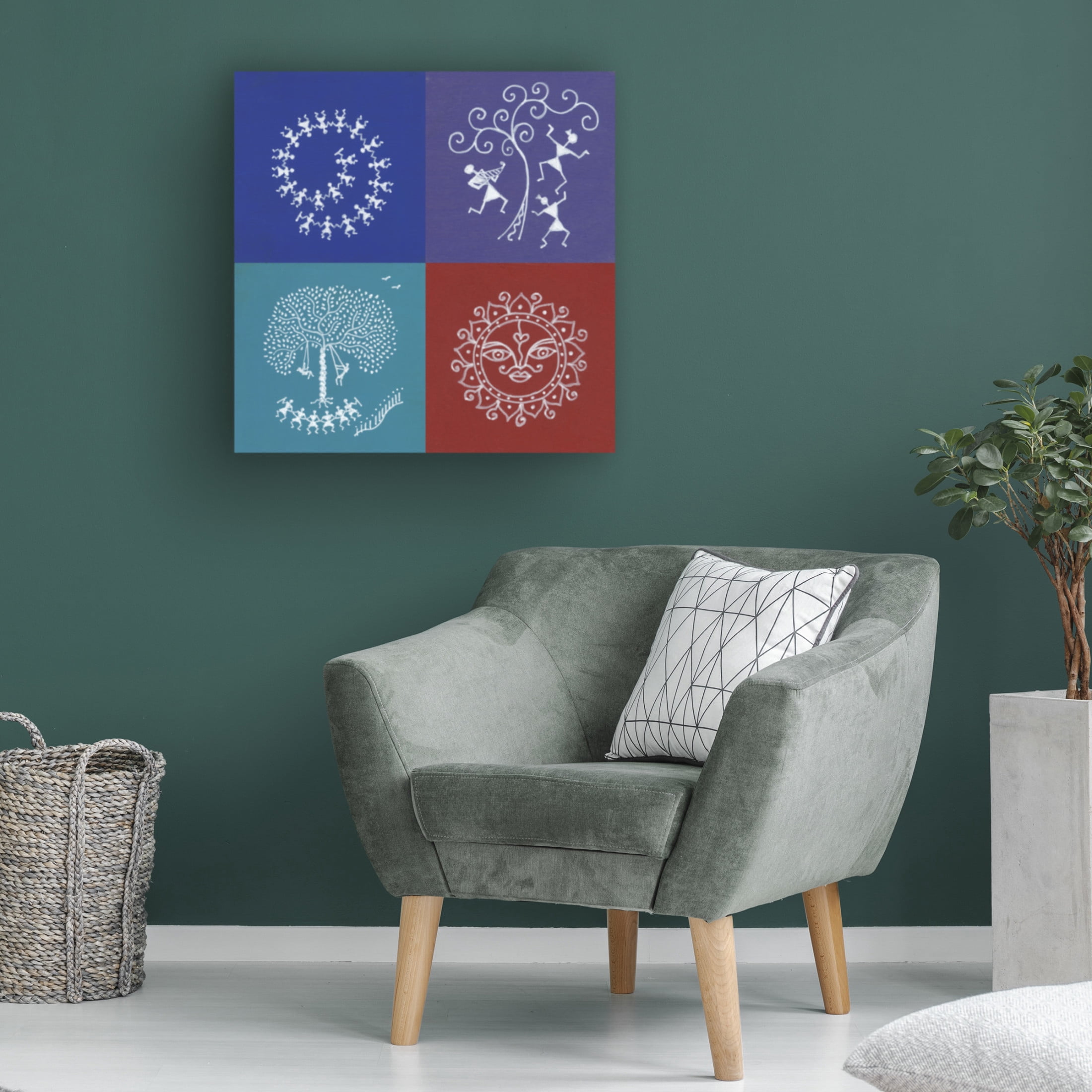 Canvas Wall Art - Medha Karandikar 'The Four Seasons of Life' Wall Art for Living Room, Bedroom, or Office Décor by Trademark Fine Art - 24 x 24 Inches