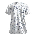 thumbnail image 5 of COMVALUE Womens Hawaiian Printed Stretchy Nursing Scrubs Plus Size Soft Easy Care Workwear Holiday Medical Uniform Scrub Tops (XL, White), 5 of 8