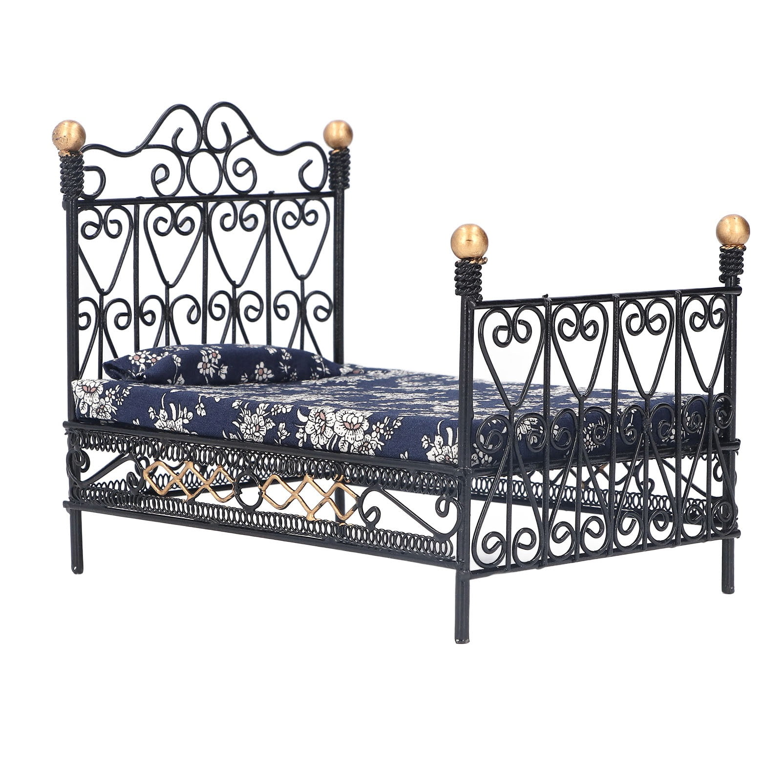 Khall 112 Mini Dollhouse Double Bed Simulation Life Scene Princess Bed