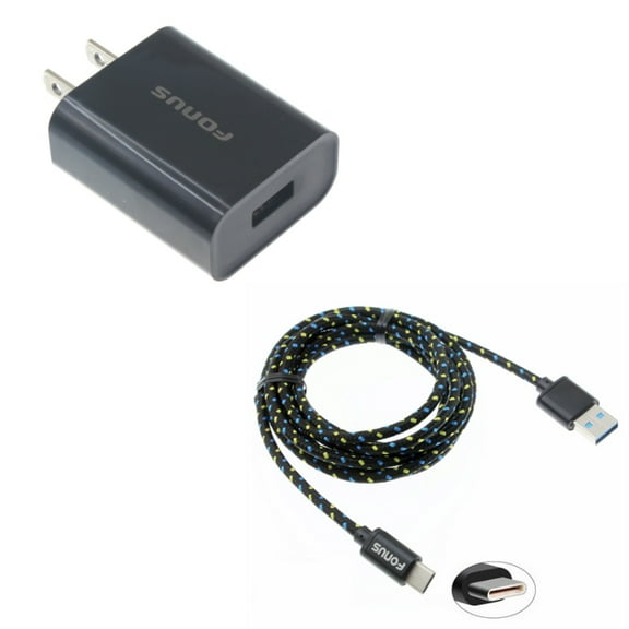 Charger Cord Type-C 6ft USB Cable w USB 18W Quick Home Charger V6M for Samsung Galaxy Note 10 Plus Fold A9 A50 A20 A10e - Sonim XP8 XP3 - Sony Xperia 5 10 Plus 1 - Xiaomi Redmi Note 7