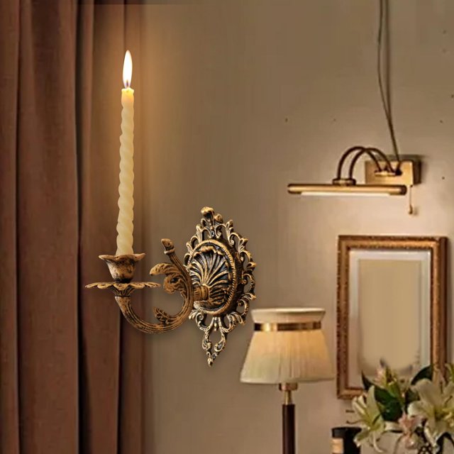 Candelabro de pared Candelabro montado en la pared Candelabro de hierro antiguo Candelabro decorativo para decoración del hogar de patio