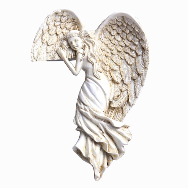 Bewildely Estatuilla de ángel de esquina, estatuas artesanales para el calentamiento de la casa, acento en el hogar derecho Decoración del hogar Bien