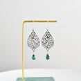 thumbnail image 2 of Turquoise Earrings, Drop Filigree Earrings, Turquoise Gemstone Handmade Jewelry, 2 of 4