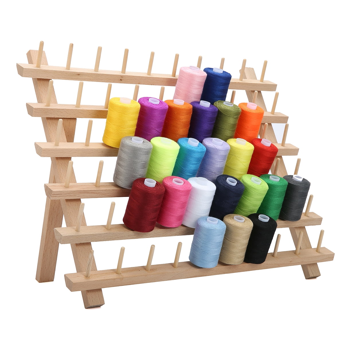 60 Spool Wood Sewing Thread Stand Organizer Craft Embroidery Storage Rack Holder
