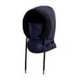 thumbnail image 4 of Pasamontañas de esquí con capucha, calentador de cuello, gorro de forro polar, térmico, poliéster, transpirable, resistente al viento Niños azul oscuro, 4 of 9