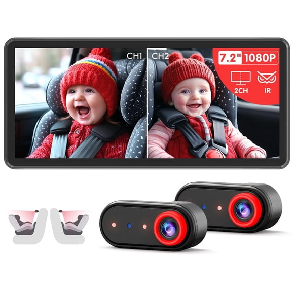 Cámara para bebé para auto LUCKVIEW BM5PRO 7,2" 1080P doble IR