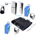 thumbnail image 2 of Stand with 2 Cooling Fan & Dual Controllers Charger Station for PS5 Slim Disc & Digital Edition,PS5 Slim Cooling Station with 3 USB Port, 8 Game Slots, Headset Holder, 2 of 4