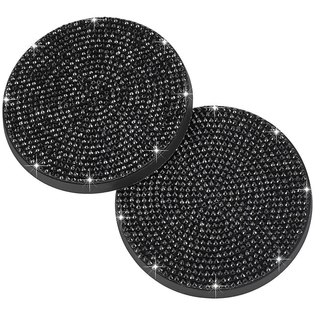 Paquete de 2 posavasos para portavasos de coche, 2,75 pulgadas, moda ostentosa, antideslizante, universal, portavasos para coche, posavasos, inserto de cristal, diamantes de imitación, accesorios