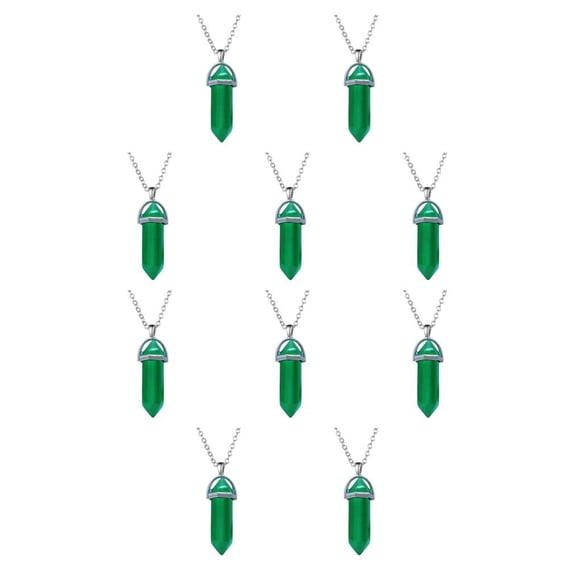 Minnieouse Hexágono Columna Encanto Mujeres Colgantes Colgantes Amuletos de cristal puntiagudos para DIY Cadena Llaveros Decoraciones Verde Verde 10piezas Minnieouse CBP468238