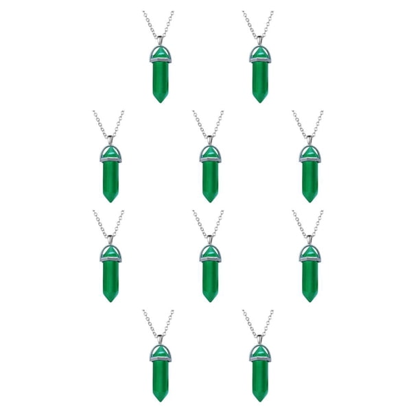 Minnieouse Hexágono Columna Encanto Mujeres Colgantes Colgantes Amuletos de cristal puntiagudos para DIY Cadena Llaveros Decoraciones Verde Verde 10piezas Minnieouse CBP468238