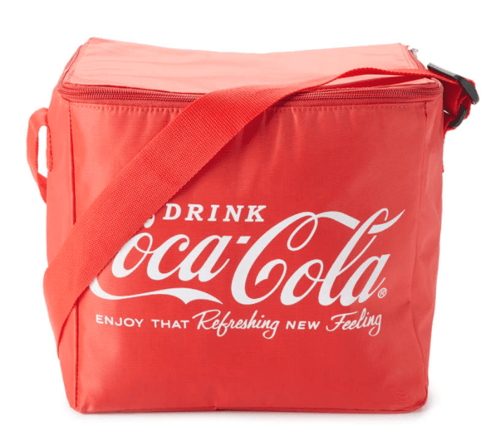 Coca-Cola 6-pack Lunch Cooler Bag Red and Black Colorblock w/ Handle and Strap 