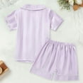 thumbnail image 5 of Kids Satin Pajamas for Girls Boys Short Sleeve Button Down Nightwear with Shorts Girls Summer Clothes Girl Clothes Size 5T, 5 of 5