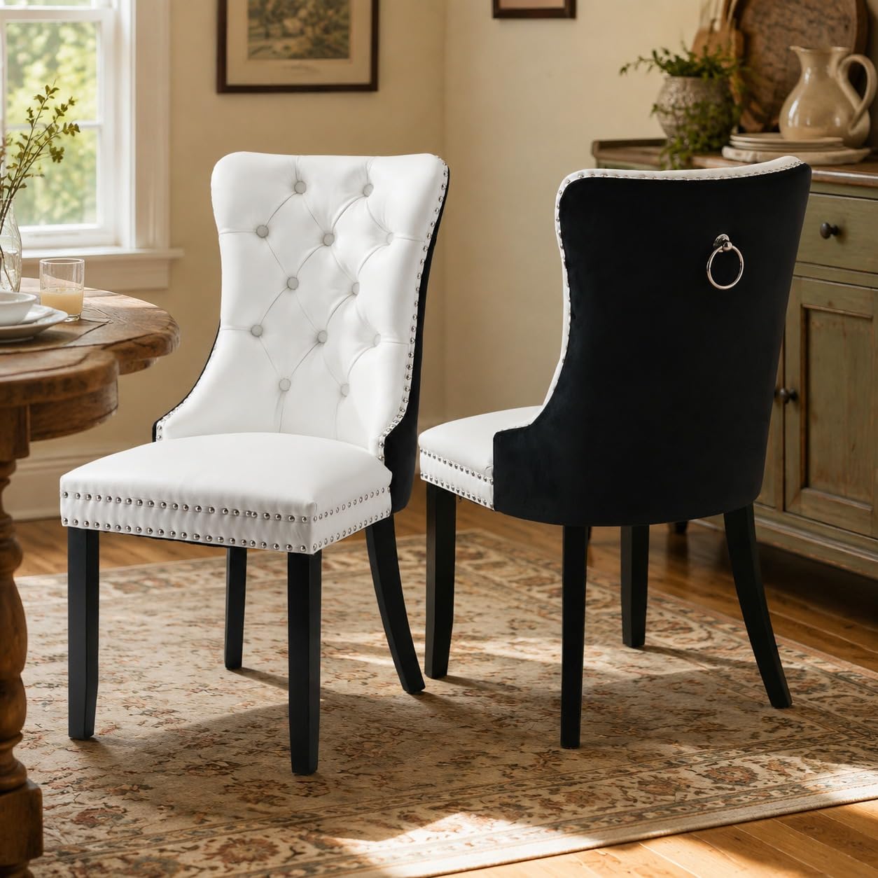 Oduse-Daily Tufted Dining Chairs Set of 2, Two-Tone photo 1