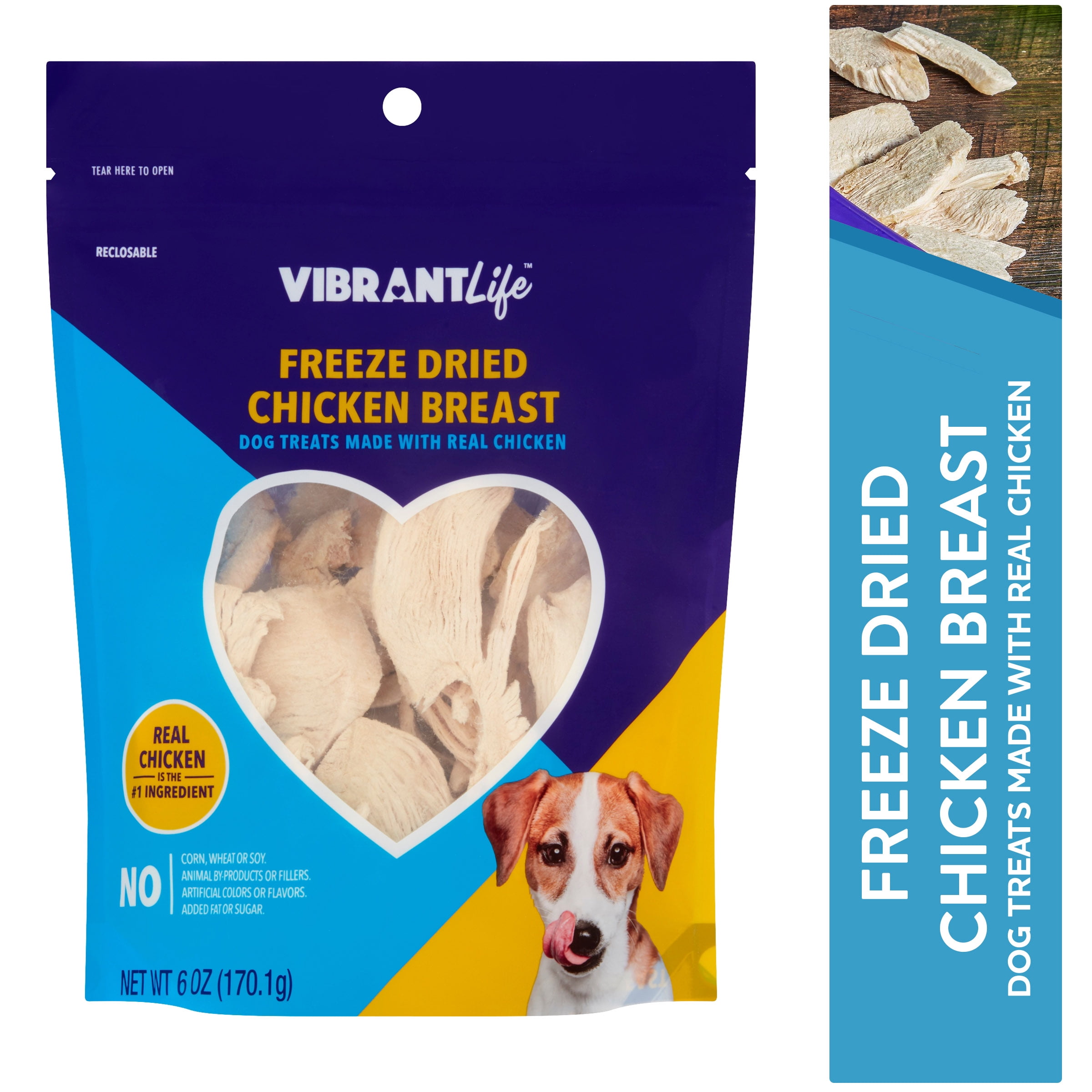 slump Forkert lanthan Vibrant Life Freeze Dried Chicken Breast Dog Treats, 6 oz - Walmart.com