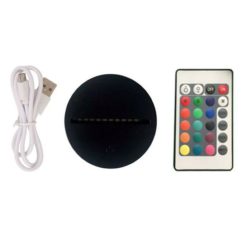 Remote Control 3D Night LED Light Base Adjustable 7 Colors Decoration