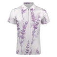 thumbnail image 4 of Lavender Floral Purple Men Zipper T-shirt Summer Casual Short Sleeve T-shirt Top, 4 of 7
