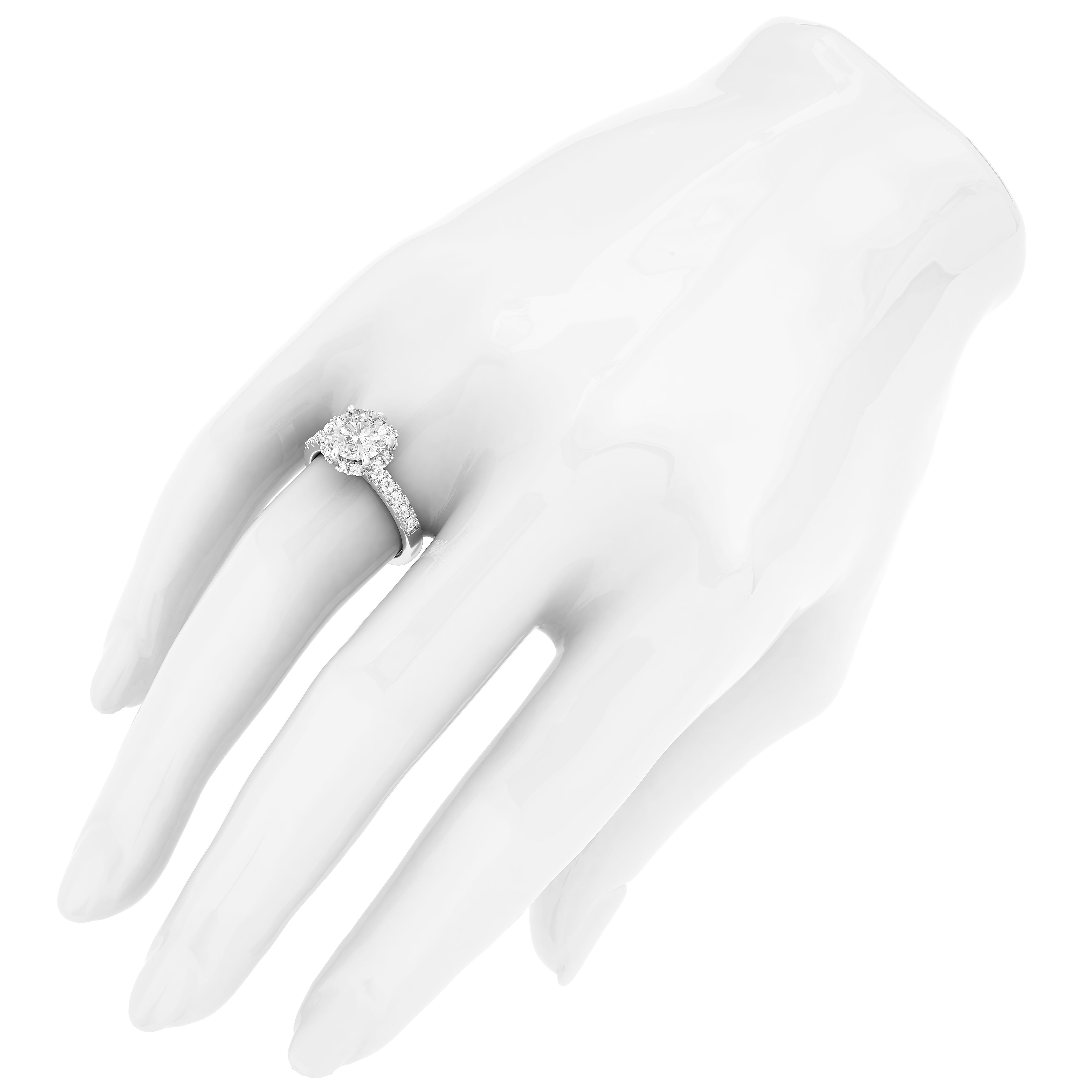 Sterling Silver Flower Style Halo 2CT Simulated Diamond Engagement Ring Promise Bridal Ring For Women (8)