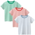 thumbnail image 2 of Ticikt Toddler Boys Girls T Shirts Kids Colorful Striped Shirt Cotton Crew Neck Short Sleeve Tee Tops Blouse,Color:Red,3-4 Years, 2 of 4
