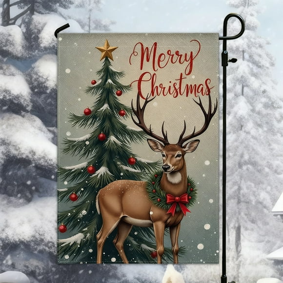 Dvkptbk Linen Flags Winter Christmas Garden Flag 12X18 Inches Double Sided Winter Yard Flag Holiday Outdoor Decoration Holiday Products Christmas Decorations