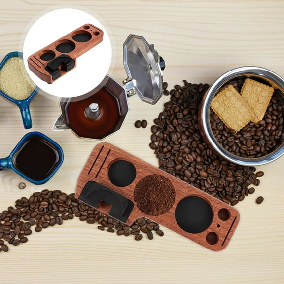 Masteelf Elegant Wooden Coffee Tamper Stand for Espresso Accessories and Tools Light Brown Practical Storage