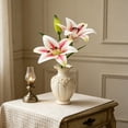 thumbnail image 4 of ZZkhGO 2 Pack Artificial Lily Flowers, Lifelike Silk Cloth Realistic Fake Lilies, No Maintenance Faux Flower Arrangement for Home Wedding Party Decor, Pink, 4 of 6