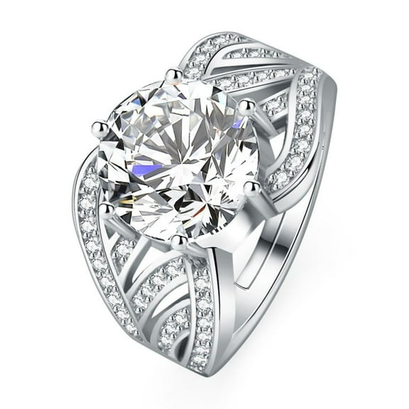 Adjustable 3ct Moissanite Engagement Rings for Women Round Cut 18K Gold Plated S925 Sterling Silver Diamond Rings D Color VVS1 Moissanite Rings with Certificate