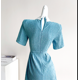thumbnail image 4 of Elegante vestido de mujer de diseño nuevo de lujo con cuello Peter Pan, manga corta, ajustado, minivestido de corte A, 4 of 4
