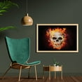 thumbnail image 2 of Skull Wall Art with Frame, Scary Skeleton Head with in Darkness Gothic Design, Printed Fabric Poster for Bathroom Living Room, 35" x 23", Seal Brown Orange Dusk, by Ambesonne, 2 of 2