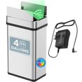 thumbnail image 1 of iTouchless 15 Liter / 4 Gallon Stainless Steel Wings Open Lid Sensor Bathroom Trash Can with AC Adapter, Touchless Automatic Operation, Compact Desig, 1 of 6