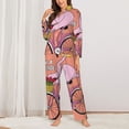 thumbnail image 2 of Honeii Flamingo Riding a Bicycle print Women's Pajama Sets Long Sleeve Button Down Sleepwear Nightwear Soft Pjs Lounge Sets-Medium, 2 of 7